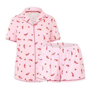 Urban Threads Womens/Ladies Chili Pepper Short Pyjama Set / Pink/Chilli Red